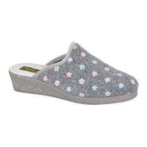 Sleepers Womens/Ladies Josephine Floral Embroidery Mule Slippers / Gray